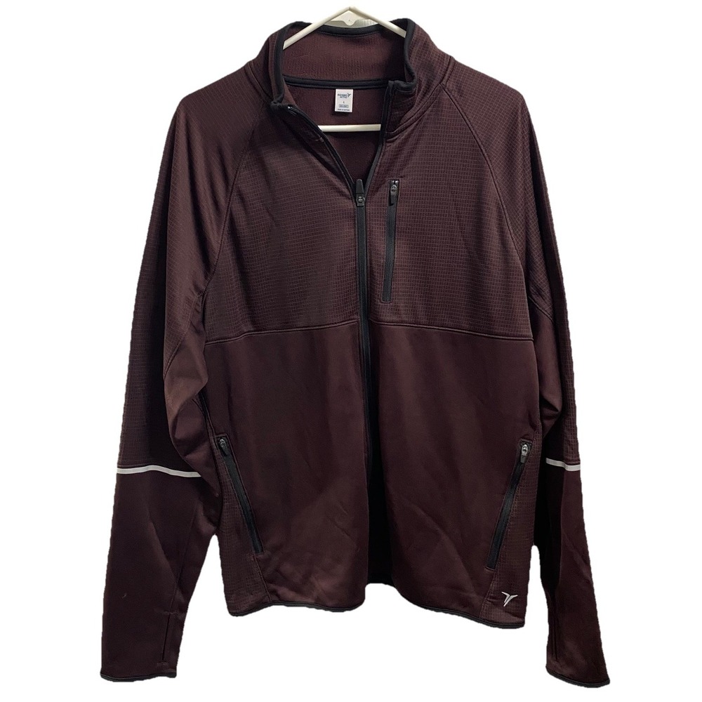Old Navy Men's Go-Dry Reflective Active Deep Burgundy Zip-up Jacket Sz. L‎ NWT